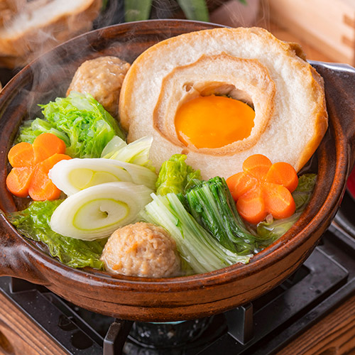 加賀麩と鶏つみれの目玉鍋